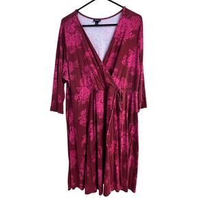 Torrid Red Floral Mini Jersey Wrap Dress